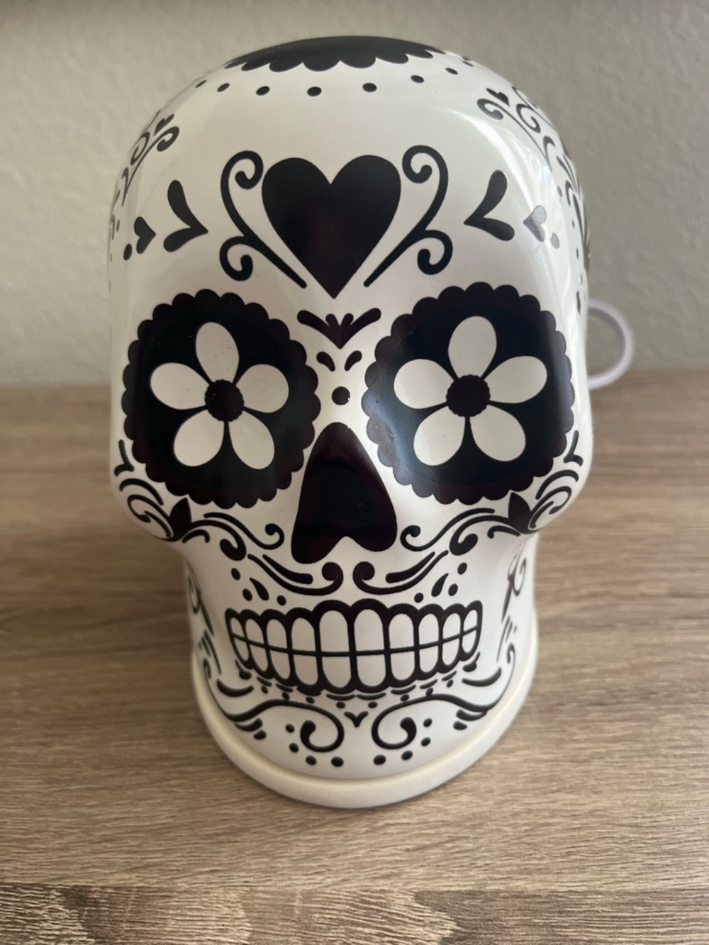 Black and White Sugar Skull Wax Warmer Decorative Head